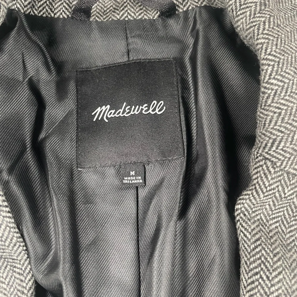 Madewell Gray Herringbone Blazer  Size M Wool Blend - Picture 6 of 9